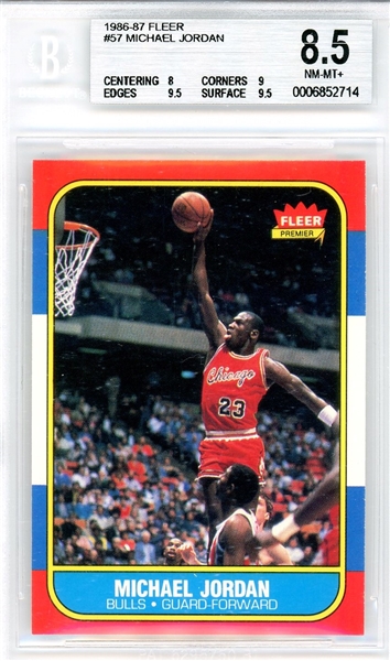 1986/87 Fleer #57 Michael Jordan Rookie Card - Becket 8.5