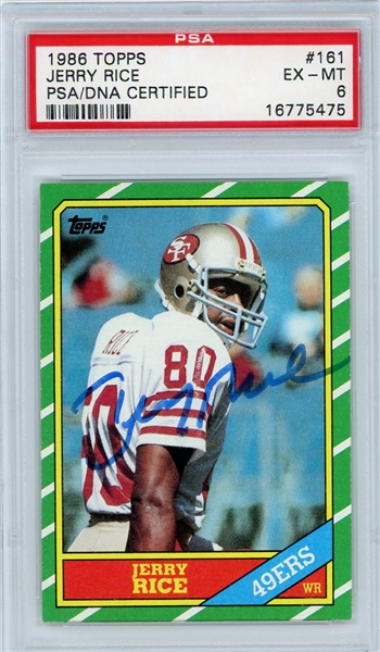 1986 Topps Jerry Rice Rookie Card Signed -PSA