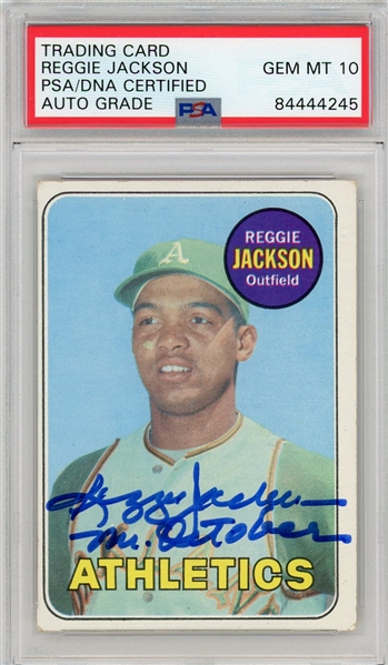 1969 Topps Reggie Jackson Signed Rookie Card PSA